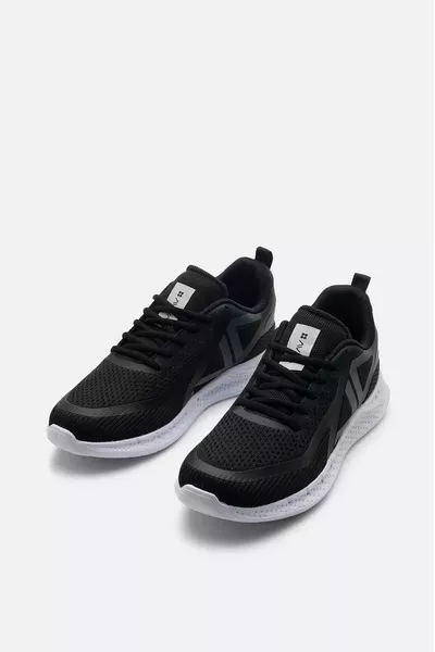 Herren Schwarzer Sneaker mit bedruckter flexibler Sohle 