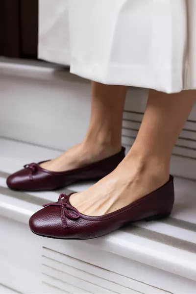 LUMBO BALLERINES FEMME EN CUIR VÉRITABLE BORDEAUX