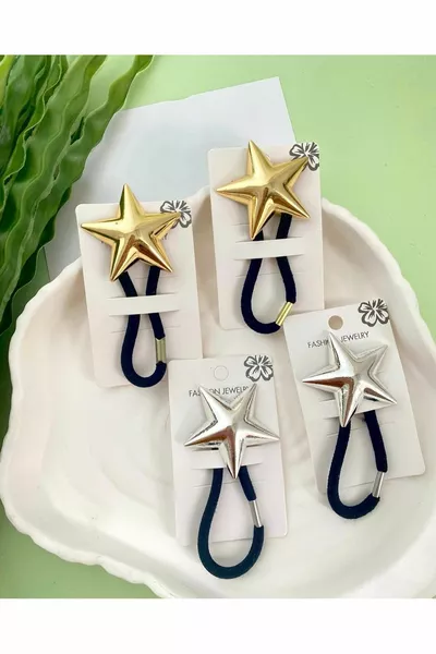 Monalisatoka Дамски Pinteres Gold, Сребърна закопчалка със звезда в 2 опаковки