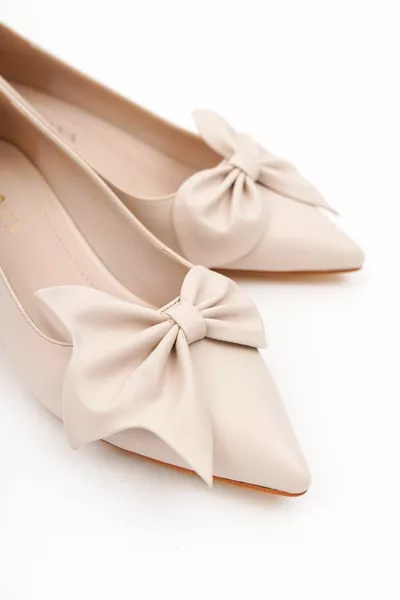 Camila Beige Strik (4cm) Puntige hakken