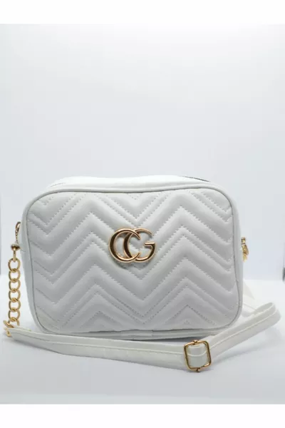 Women's White Stylish Patterned Shoulder Bag