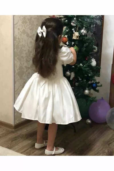 Robe Fluffy Fluffy évasée crème fille