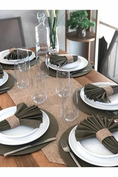 American Service, 6 Supla, 6 салфетки, 6 пръстена за салфетки и модел на юта Runner