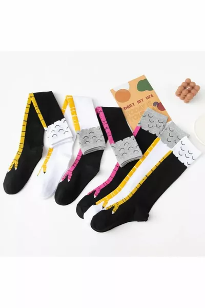 3-Piece Unisex Chicken Foot Patterned Knee Socks
