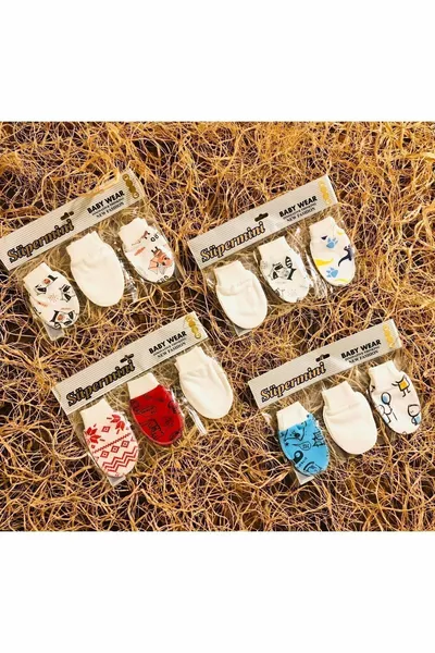 قفازات أطفال لطيفة متعددة الألوان  زوجا (قد تختلف الأنماط)