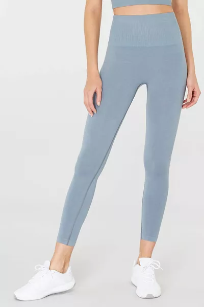 Luz Gürtel Rip Detail Hohe Taille, Straffende Leggings Stein