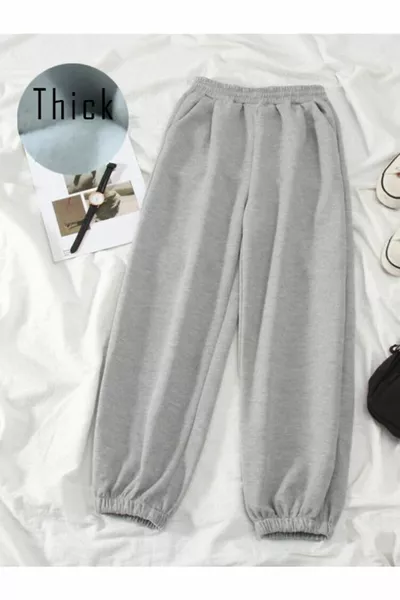 2er-Pack Jogginghose - Schwarz und Grau Gummibein Hohe Taille Sommer