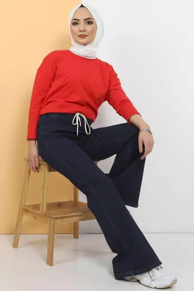 Jeans Jambe Espagnole  Bleu Foncé