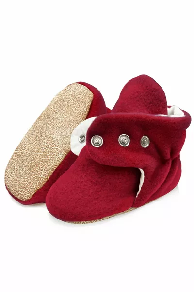 Polaire Semelle Antidérapante Chaussons Bébé Doublure Bio Penduf Bébé Avec Bouton-Pression Réglable