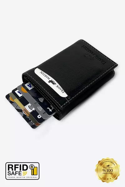 مدريد الأصلي ورقة محاصر المال المقصورة الشريحة التلقائي آلية حامل بطاقة المحفظة السوداء