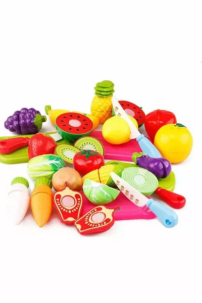 Toy Dish Holder Plate Cookware Set And Cuttable Toy Fruit Vegetable Set Total  Pieces
