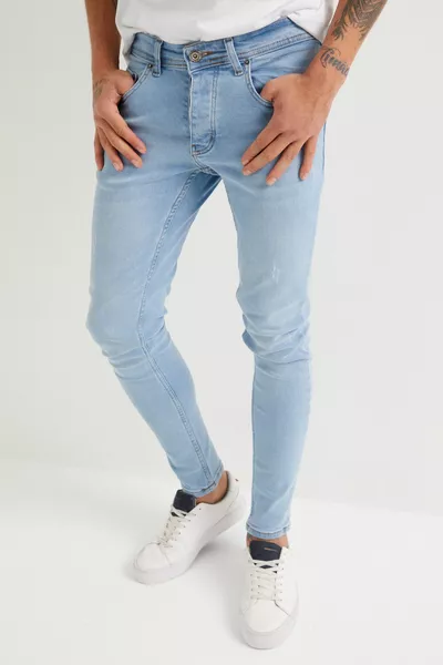 جينز رجالي سكيني فيت ليكرا أظافر زرقاء ثلجية