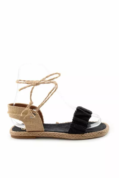 Черни велурени дамски сандали 