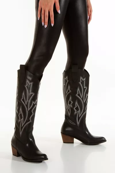 Bottes de cow-boy western brodées à talons pour femmes