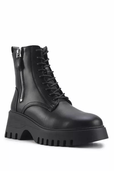 -KRK Leren Shearling Laarzen /Zwart