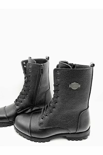 Черни унисекс зимни дълги пощенски ботуши с цип