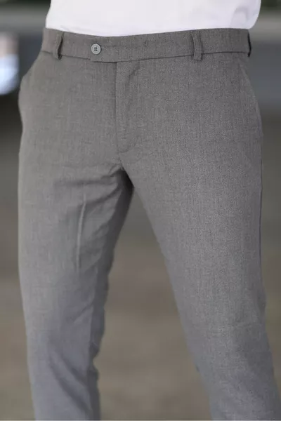 Pantaloni da uomo in tessuto alla caviglia in lycra di colore grigio taglio italiano di buona qualità