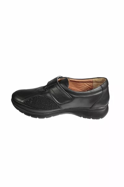 POLARIS Дамски черни обувки от естествена кожа велкро 5 точки Анатомична подметка