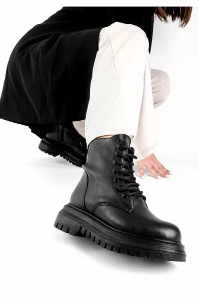 Feles Дебели и високи ежедневни ботуши Дамски пощенски ботуши ЧЕРЕН