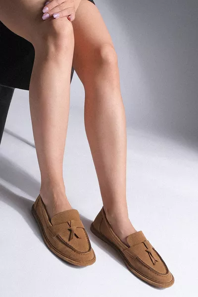 Damen Loafer Faltbare Freizeitschuhe Kostav Tan