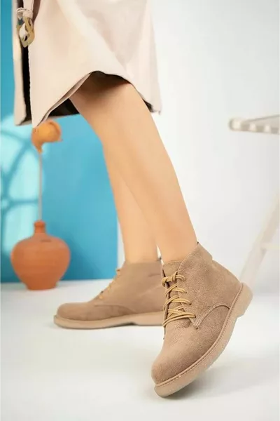 Feles Antidérapante Semelle Lace-Up Bottes Femme TEN-SUEDE