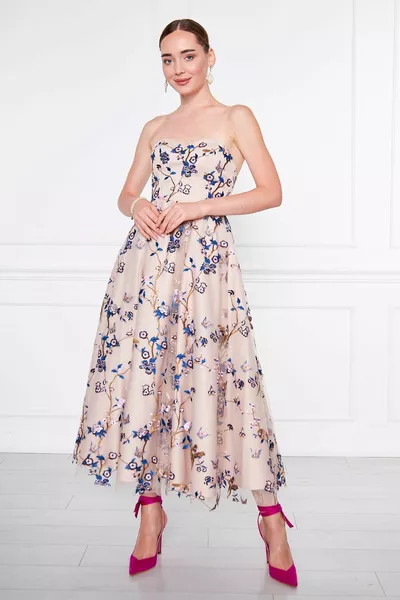 Bird Pattern Embroidered Special Design Promise/Engagement Dress