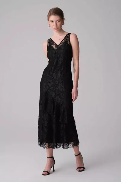 فستان سهرة دانتيل منتفخ - أسود