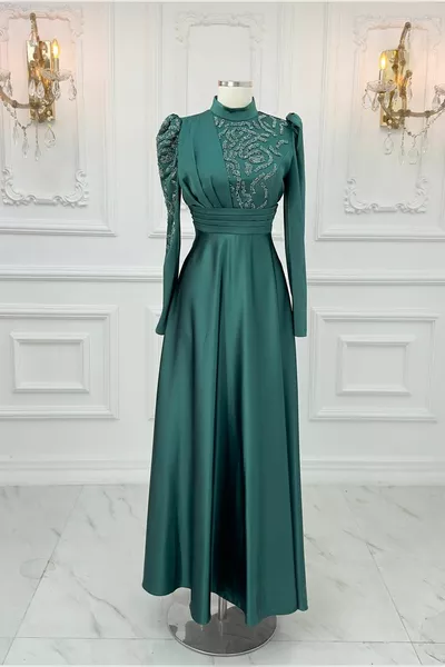 Хиджаб облекло Rümeysa сатен плат цифрови Bsn каменни щампи рокля хиджаб вечерни рокли