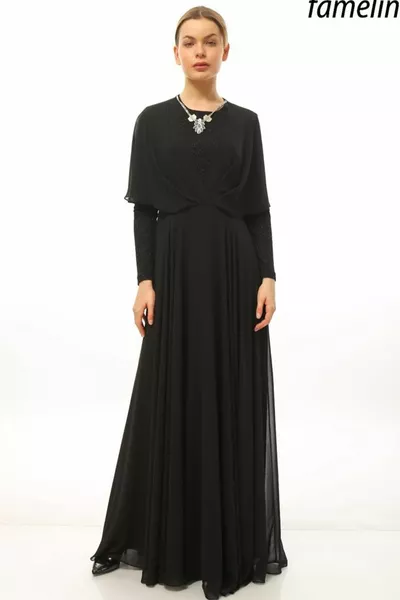 Famelin chiffon fabric hijab evening dress