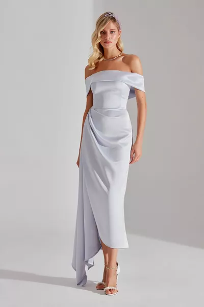 كريستي الكتف الأزرق الفاتح فستان خطوبة الزفاف