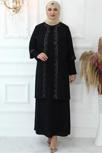 المرأة الحجر الأسود مطرزة مساء اللباس T 