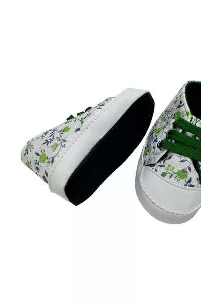 Chaussures de bébé à motif floral scintillant / Mocassins à semelle antidérapante souple à lacets/Chaussures de bébé First Step