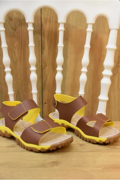 Orthopédie Thermo Antidérapant Semelle Velcro Garçons Sandales Café