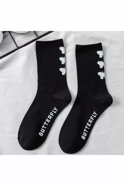 6 فراشة مزدوجة متعددة الألوان القطن كلية الجوارب التنس