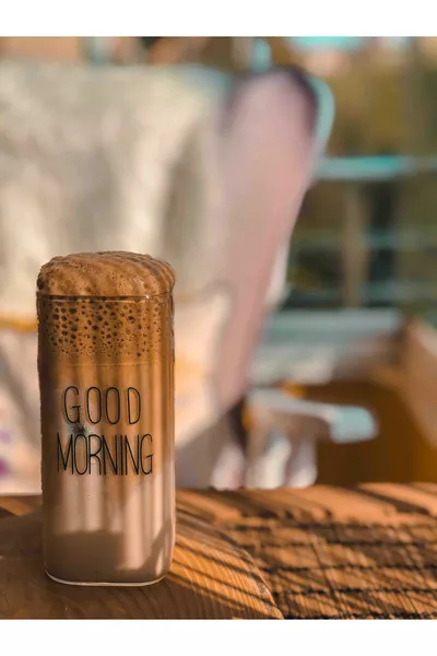 2 Pieces Good Morning Heat-Resistant Borosilicate Square Glass Cup ml