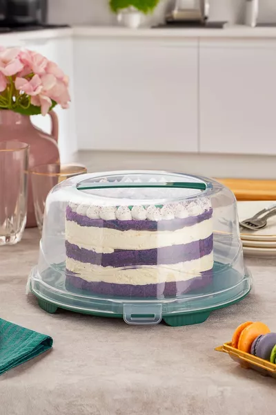  Round Cake Pastry Storage Container - Transport Dome with Locking Lid  cm