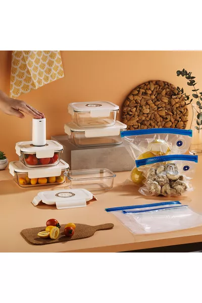 Vakumlu Cam Saklama Kabı Seti Gıda Torbası