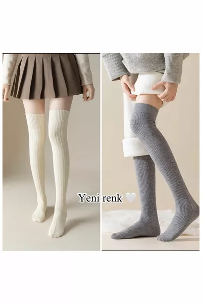 2 ' Calzini di lana donna fino al ginocchio