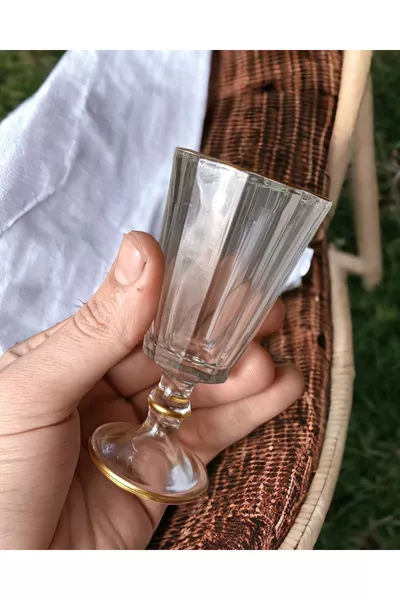 Set di 6 Bicchieri d'Acqua Erem in Vetro con Dettagli Dorati, da Caffè, per Capodanno