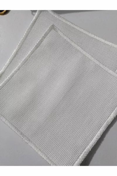 Embroidered Cross-Stitch 6-Piece Cocktail Napkins