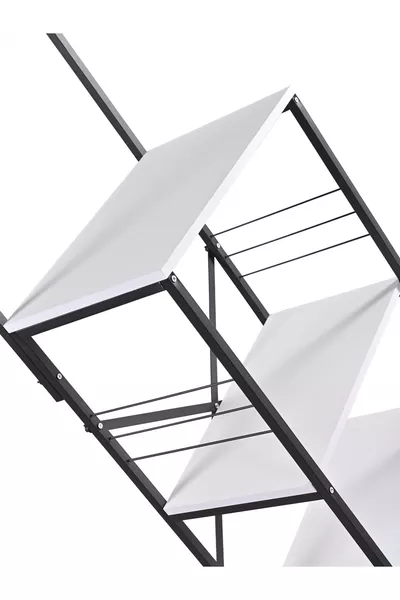 خزانة متعددة الأغراض لمطبخ بانغو، رف فرن ميكروويف ومنظم خزانة المواد باللونين الأسود والأبيض