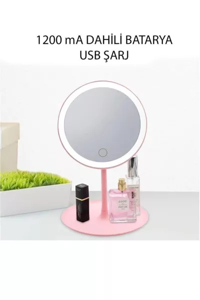Makeup Mirror Touch LED Light Round Desktop White