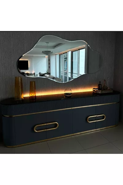 Specchio Asiatica con LED * cm, Specchio da Parete Decorativo Moderno Senza Fili a Batteria