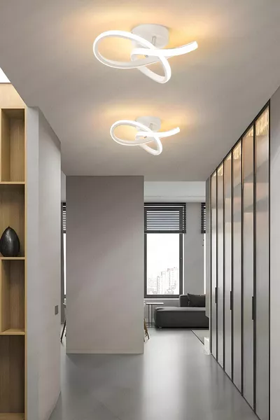 Alen White Modern Ceiling Light Flush Mount White Light Living Room Kitchen Hall LED Chandelier