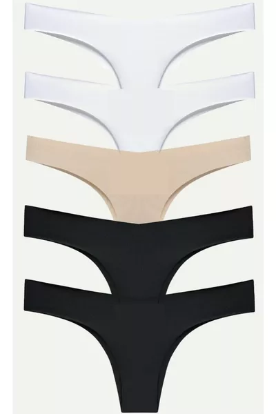 Gecko 5-Pack Laser Cut Brazilian Thong Women's Underwear