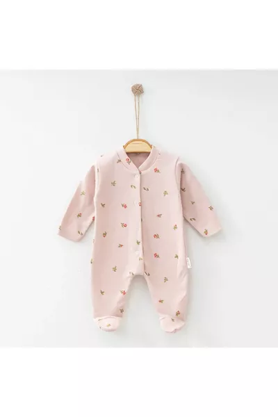 Enia Baby Meisjes Baby Rompertje met Drukknopen en Bloemenprint met Voetjes voor Pasgeborenen 0-3-6 Maanden