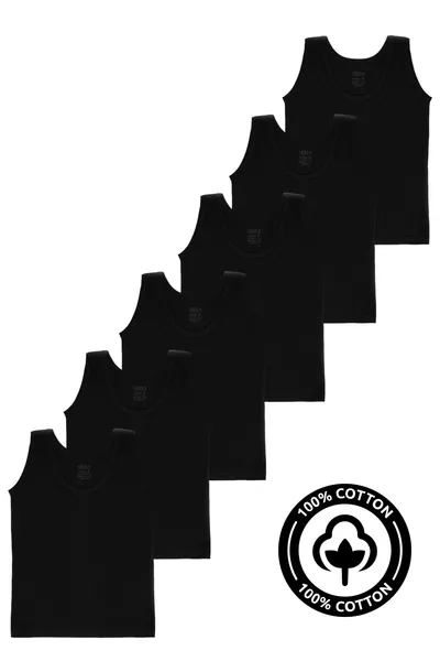 Black Boys' Tank Top 6-Pack % Cotton Jersey