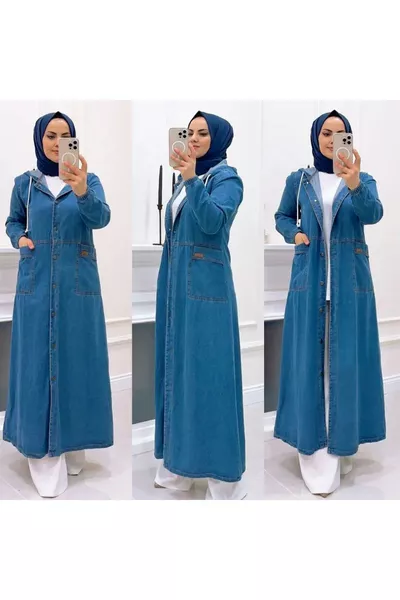 Дамско дънково яке с копчета