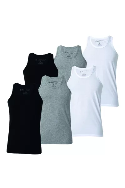 مجموعة تيشيرتات داخلية رجالية بريميوم 6 قطع قطن %