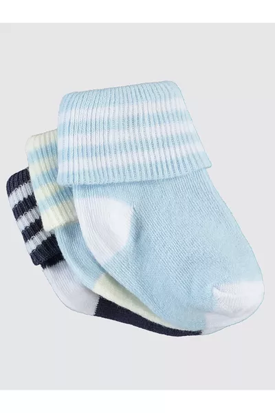 Set van 3 sokken voor jongensbaby 0-6 maanden, donkerblauw